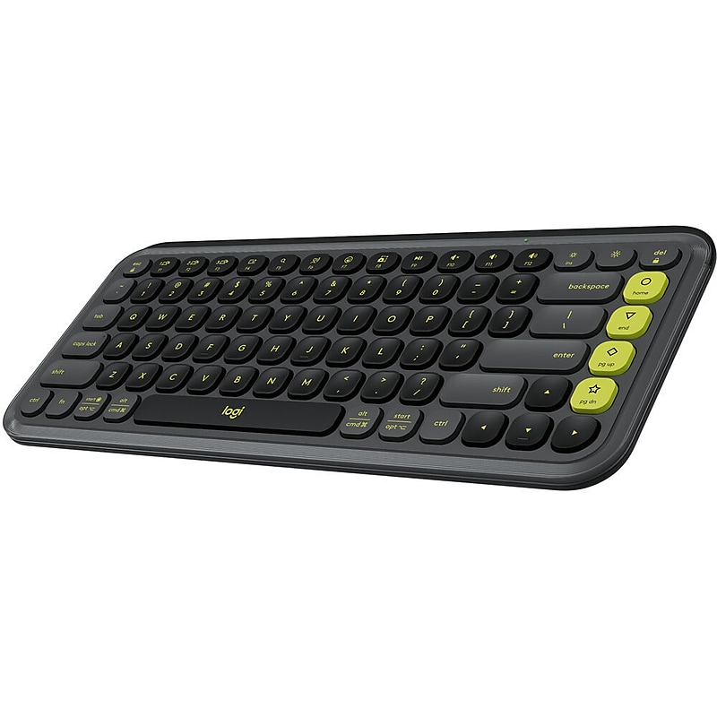 Logitech POP Icon Keys Wireless Ergonomic Keyboard, Graphite/Green (920-013143) image 1