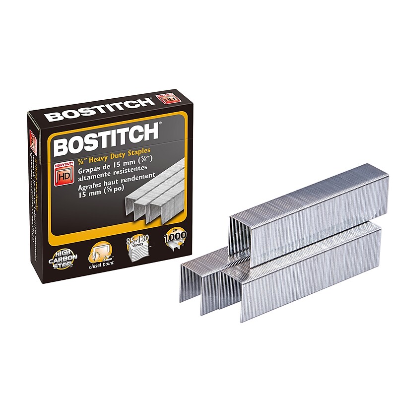 Bostitch Premium Heavy Duty 5/8" Length High Capacity Staples, Full Strip, 1000/Box (SB35581M) image 1