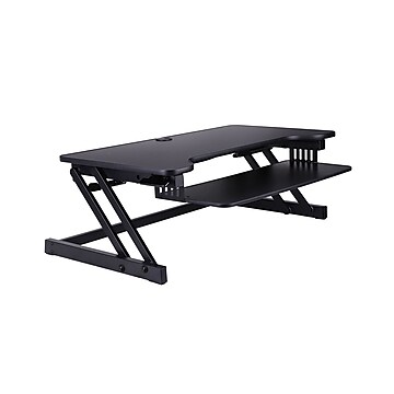 Rocelco 37.5" Height Adjustable Standing Desk Converter, Sit Stand Up Retractable Keyboard Riser, Black (R DADRB)