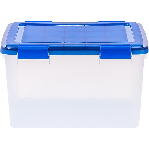 Iris WeatherPro 55.7 Qt. Latch Lid Storage Bin, Clear/Blue (500201