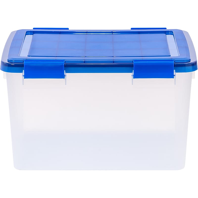 Iris WeatherPro 55.7 Qt. Latch Lid Storage Bin, Clear/Blue (500201) image 1