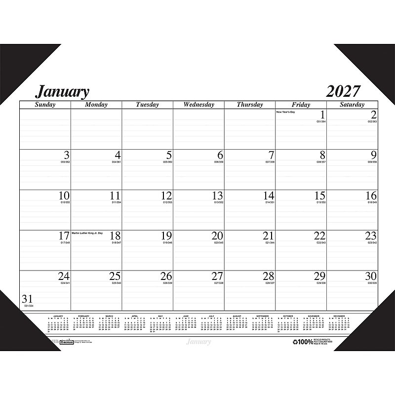 2027 House of Doolittle Economy 22" x 17" Monthly Desk Pad Calendar, Black (12402-27) image 1