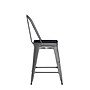 Flash Furniture Lincoln Contemporary Metal Vertical Back Counter Height Stool, Clear Coat/Black (XUDGTP01B24PL1B)~#|#~B78C09FC-3C2E-4C60-97AF39BF665C136B_sc7