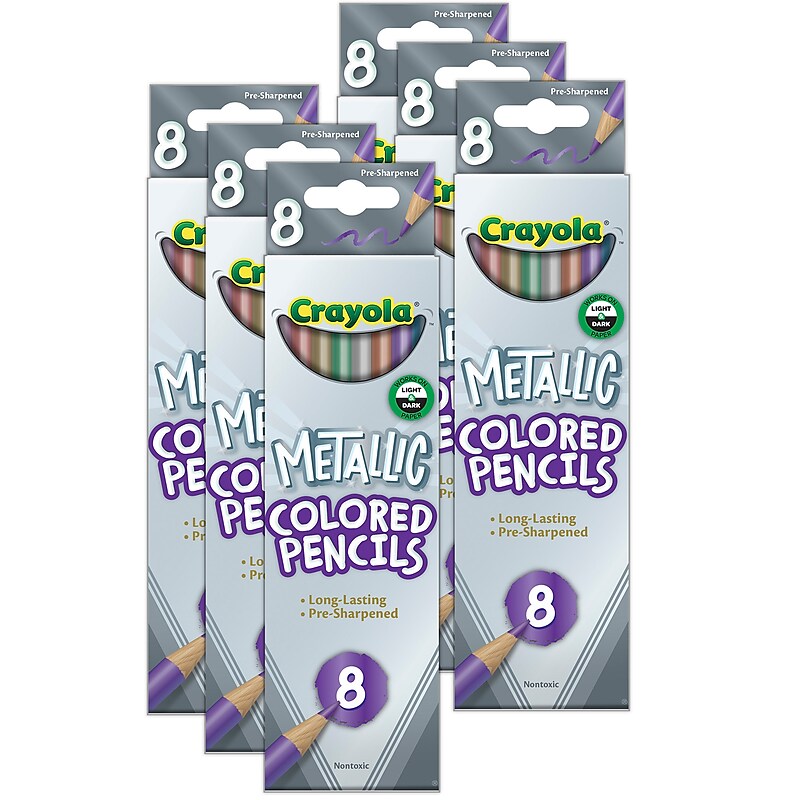 Crayola Metallic Colored Pencils, Assorted Colors, 8/Pack, 6 Packs/Bundle (BIN683708-6) image 1