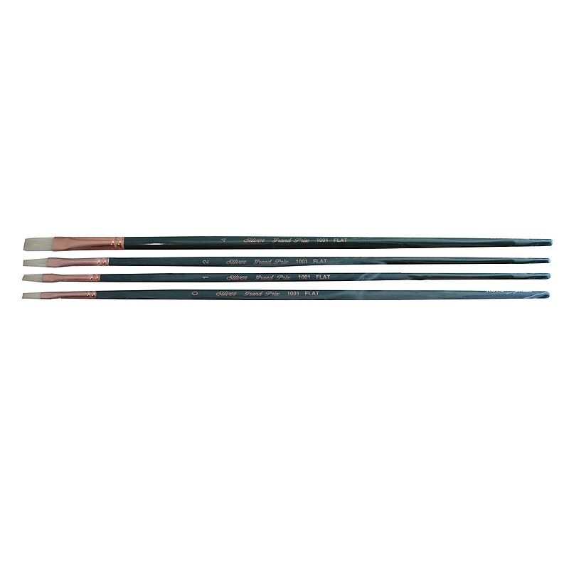 Silver Brush Natural Hog Bristle, Flat Brushes, 4/Pack (SLVGP1069) image 1