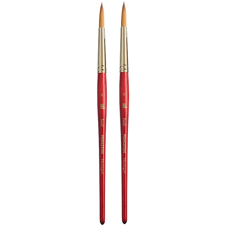 Princeton Heritage Short Handle Watercolor Synthetic Round Brush, 2/Pack (PBXP4050R8-2) image 1