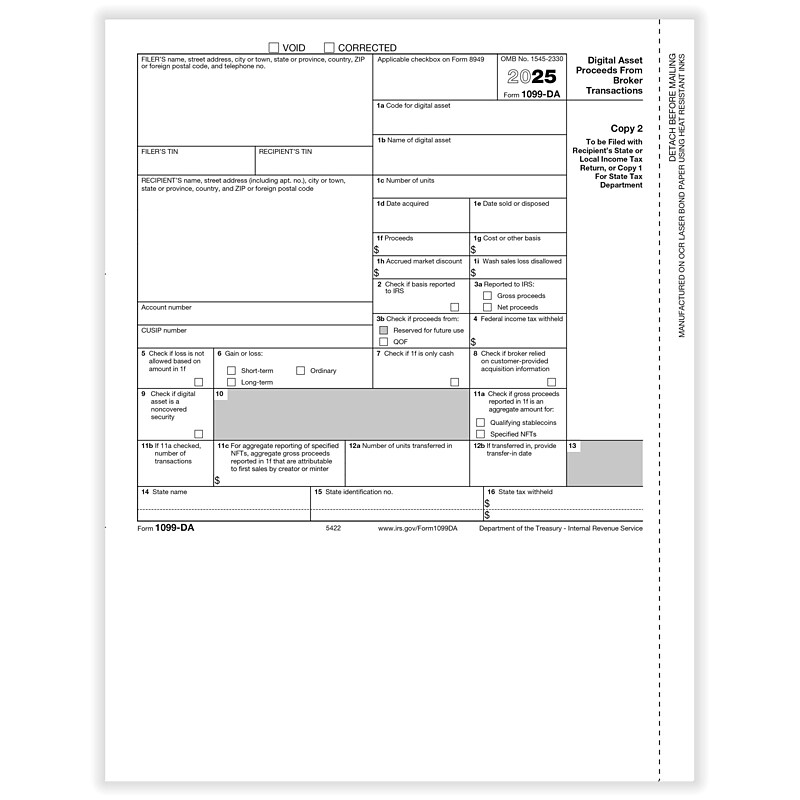 ComplyRight 2025 1099-DA State Tax Form, 50/Pack (542250) image 1