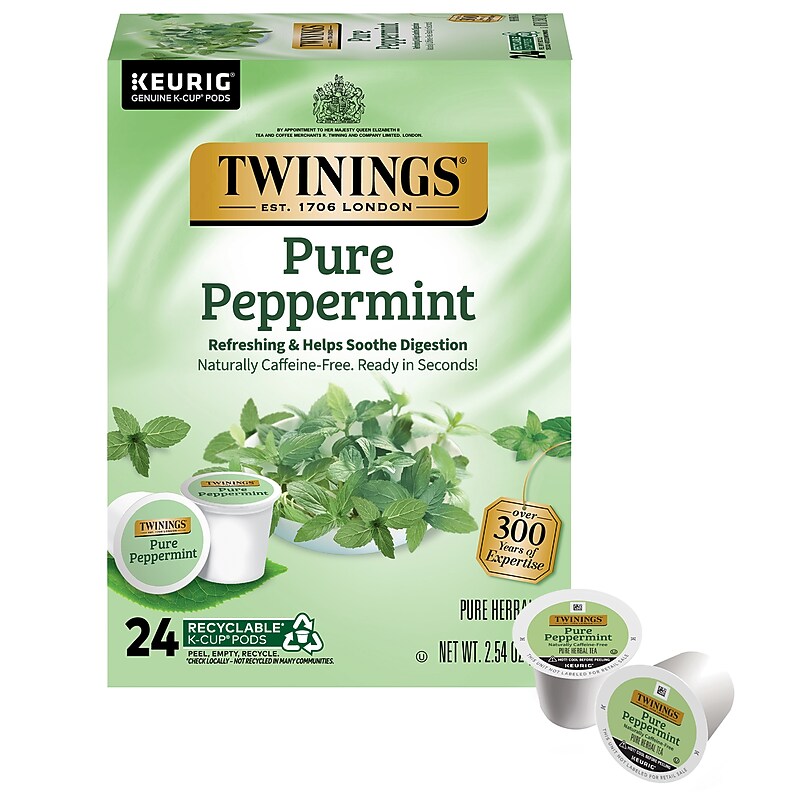 Twinings Pure Peppermint Herbal Tea, Keurig® K-Cup® Pods, 24/Box (TNA85813) image 1
