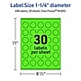 Avery Laser/Inkjet Multipurpose Circle Labels, 1.25" Dia., Neon Green, 600/Pack (94505)~#|#~B7A2A31A-F3E6-4E16-A7E29B29EA357675_sc7