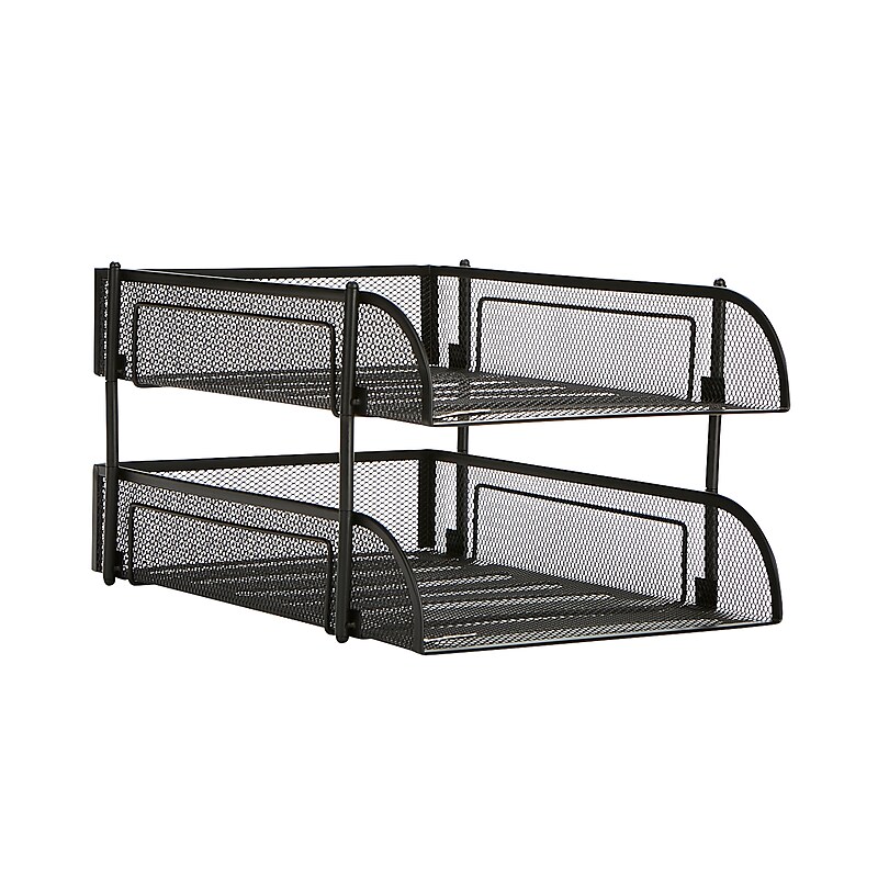Mind Reader Metal Mesh Front Loading Stackable Letter Tray, Letter/Legal Size, Black (CSTACK2-BLK) image 1