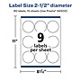 Avery Laser/Inkjet Circle Multipurpose Labels, 2.5"  Dia, Glossy White, 90/Pack (94502)~#|#~B7B714AE-65CE-4AC9-89119033FD3A8F6E_sc7