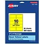 Avery Laser/Inkjet Multipurpose Rectangle Labels, 2" x 4", Neon Yellow, 800/Box (94207)~#|#~B7C1E33E-7AFB-4445-904FABEDB8309284_sc7