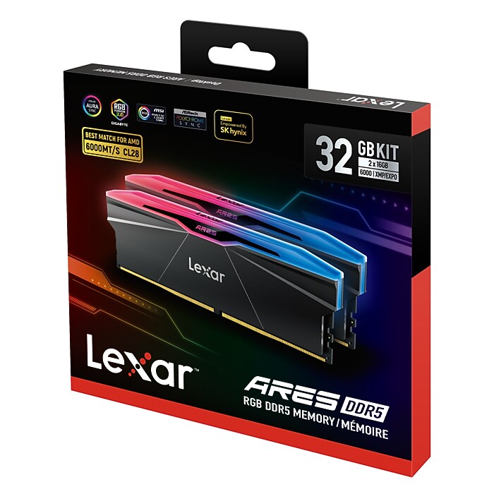 Lexar ARES DDR5 32GB(16gb×2) RGBメモリキット Lexar ARES RGB 2nd Gen DDR5 32GB (x 16GB) DDR5 UDIMM 288-pin