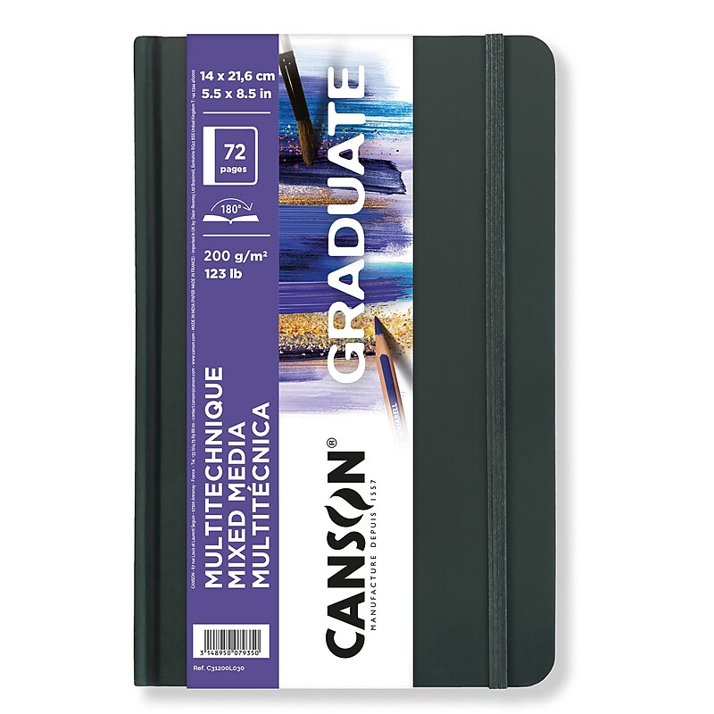 Canson Graduate 5.5" x 8.5" Hard Cover Binding Mixed Media Art Book, 36 Sheets/Book (MCX31200L030) image 1