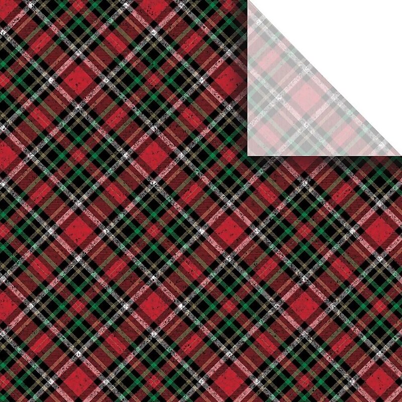 JAM Paper 20" x 30" Tissue Paper, Red Gold Plaid, 240 Sheets/Pack (526BXPT6371) image 1