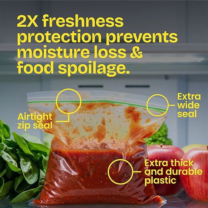 ジュエルアップ   4袋 Glad Zipper Freezer Storage Bags, Gallon, 15 Bags/Box (57034