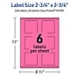 Avery Square Laser/Inkjet Multipurpose Labels, 2.75" x 2.75", Bright Pink (240/Box)~#|#~B7DA36E4-CA61-4A69-B67A0B8C6F714F7A_sc7