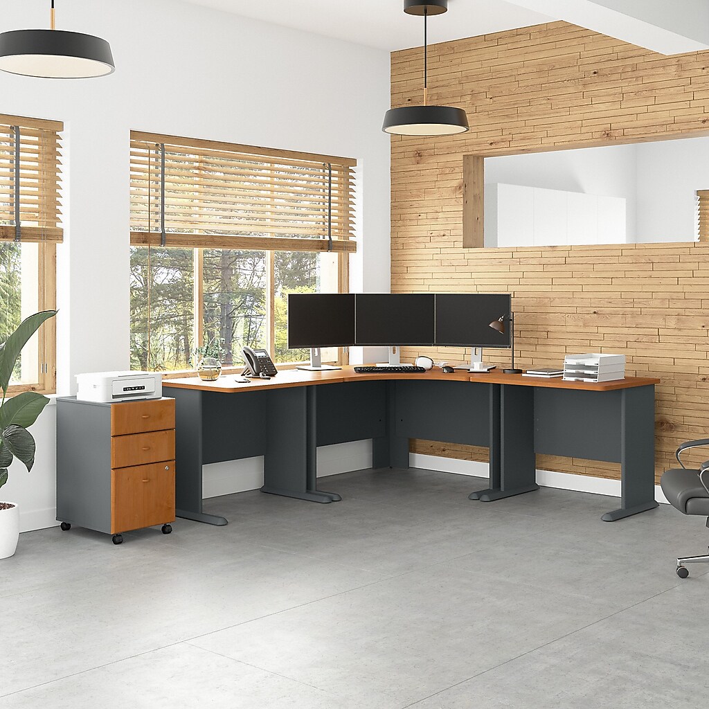 Office workstation with multiple desks and storage