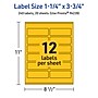 Avery Laser/Inkjet Rectangle Multipurpose Labels, 1.25" x 3.75", Bright Yellow, 240/Pack (94228)~#|#~B7E2931B-C37C-4456-9539FD352AC9C20D_sc7