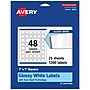 Avery Laser/Inkjet Square Labels, 1" x 1", Glossy White, 1,200 Labels/Pack (94103)~#|#~B7E5F3ED-B6E7-405A-AB593A933C0202CF_sc7
