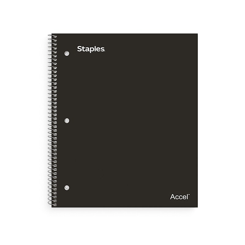 Staples Premium Poly 5-Subject Notebook, 8.5" x 11", College Ruled, 200 Sheets, Black (ST58317) image 1