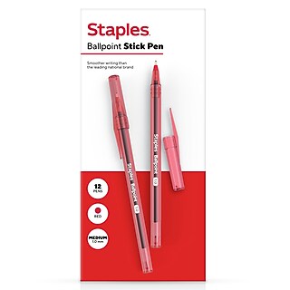 TRU RED™ Ballpoint Gripped Pens, Medium Point, 1.0mm, Black, Dozen