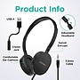 VentureX K22 Stereo Kids Learning Phone & Computer Headphone, 3.5mm & USB-A Adapter, Black, 50/Pack (VHPK22BD2M50)~#|#~B7F03B54-A991-4FB5-A004A143EA064580_sc7