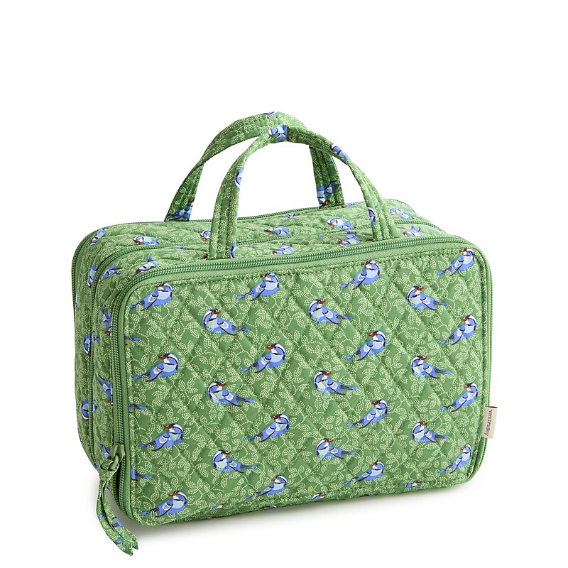 Vera Bradley 10.75" Cotton Travel Pouch, Green Birds (51929-22584) image 1