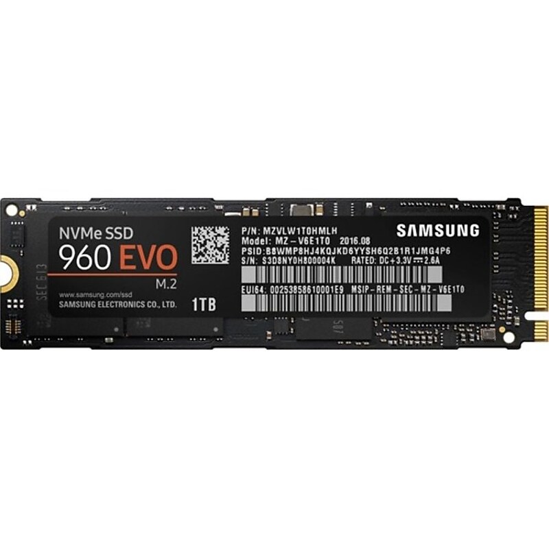 Samsung 960 EVO 1TB M.2 2280 PCIe Gen 3.0 x 4 Solid State Drive, V-NAND (MZ-V6E1T0E) image 1