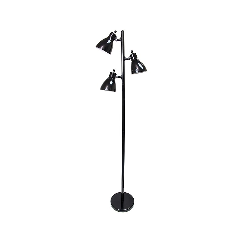 Creekwood Home Essentix 64" Metal Floor Lamp with Cone Shades (CWF-3002-BK) image 1