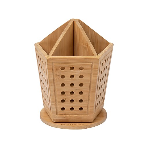 Mind Reader Lattice Collection Bamboo Pen Holder, Light