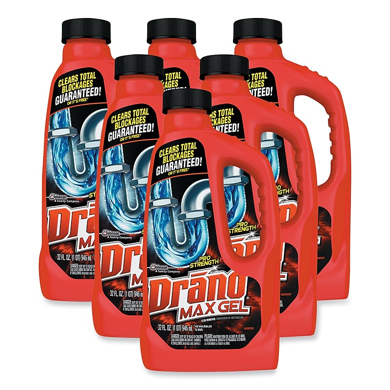 Drano Max Gel Clog Remover Degreaser, 32 oz., 12/Carton (694768) image 1