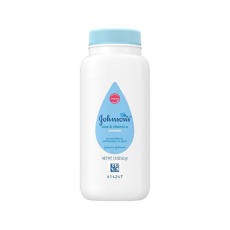 Johnson's Baby Powder, Aloe & Vitamin E, 1.5 Oz. (381370052562) image 1