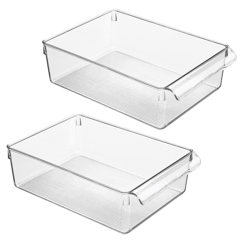 iDESIGN Small Stackable Plastic Storage Bin, Clear, 2/Pack (28319M2) image 1