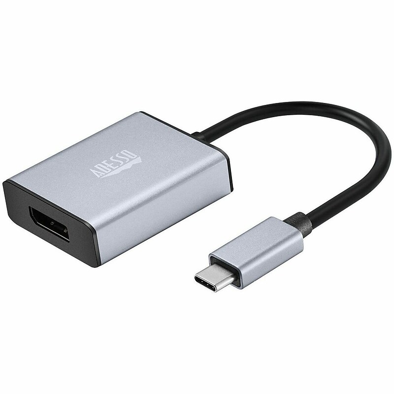 Adesso CyberHub 5030 USB-C to Display Port Digital Audio/Video Adapter, Male to Female, Black/Silver (AUH-5030) image 1