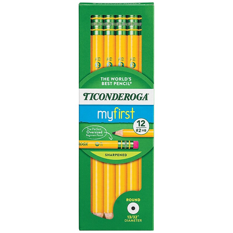 Ticonderoga My First Ticonderoga Pre-Sharpened Wooden Pencil, 0.7mm, #2 Medium Lead, Dozen (X33312X) image 1