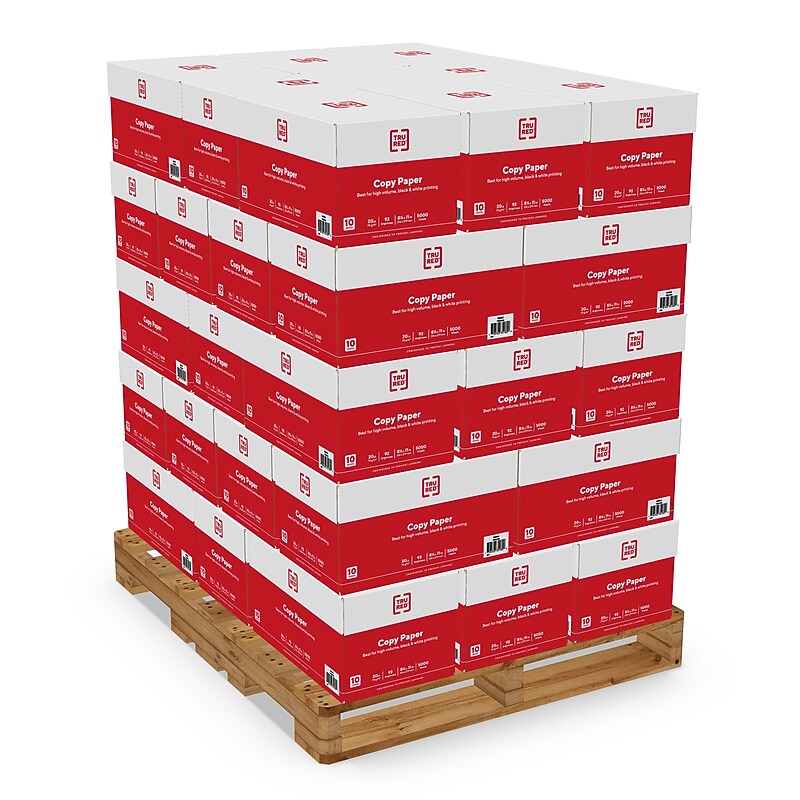 TRU RED™ 8.5" x 11" Copy Paper, 20 lbs., 92 Brightness, 500 Sheets/Ream, 400 Reams/Pallet (TR56958D-LQO) image 1
