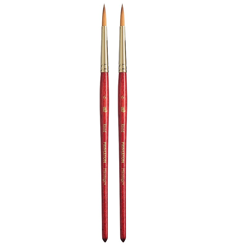 Princeton Heritage Short Handle Watercolor Synthetic Round Brush, 2/Pack (PBXP4050R6-2) image 1