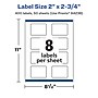 Avery Laser/Inkjet Multipurpose Labels, 2.75" x ", Glossy White, 400/Box (94236)~#|#~B825151E-2C53-4E8F-BF78CB77961A23D6_sc7