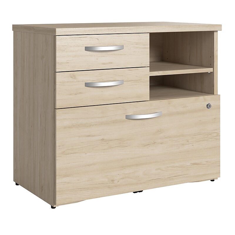 Bush Business Furniture Studio C Office Storage Cabinet with Drawers and Shelves, Natural Elm (SCF130NESU) image 1