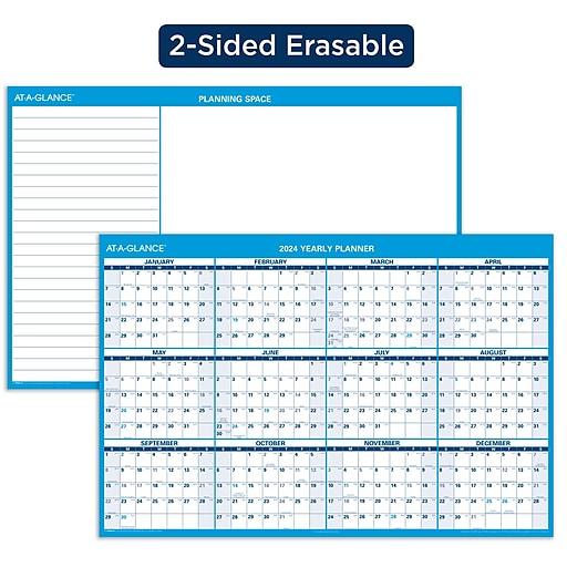 2024 ATAGLANCE 48" x 32" Yearly WetErase Wall Calendar, Reversible
