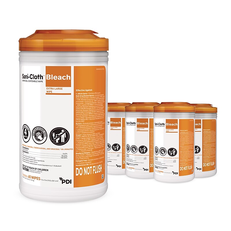 PDI Sani-Cloth Disinfecting Wipes, 65 Wipes/Container, 6/Carton (P25784CT) image 1