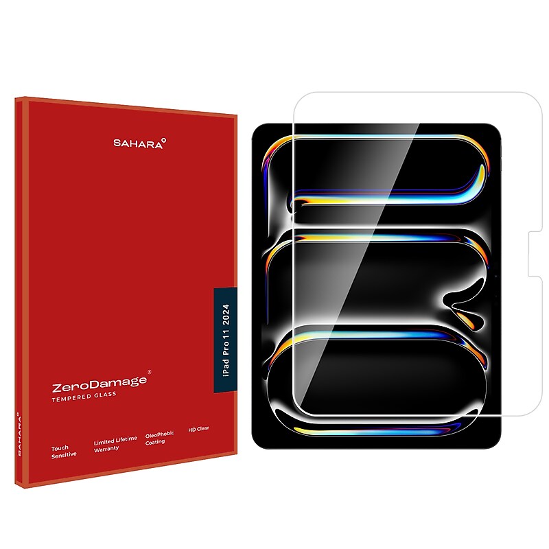 SaharaCase ZeroDamage Ultra Strong Tempered Glass Screen Protector for Apple iPad Pro 11" M4, Clear (ZD-T00063) image 1