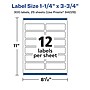 Avery Laser/Inkjet Multipurpose Rectangle Labels, 1.25" x 3.75", White, 300 Labels/Pack (94228)~#|#~B8467B29-AFB9-47C1-BAAD67003E260EE1_sc7
