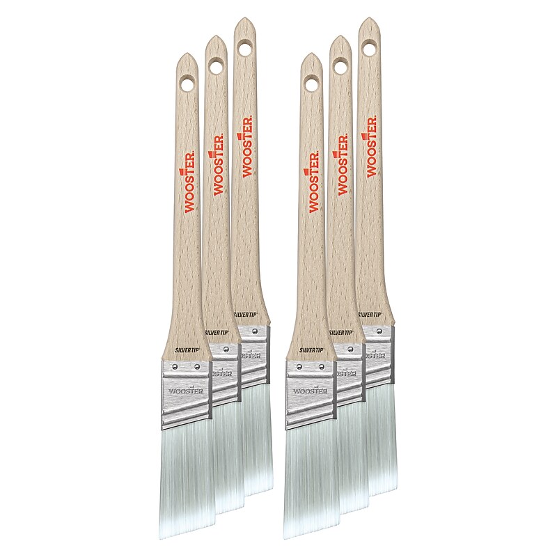 Wooster Brush Silver Tip 1" Polyester Thin Angle Brush, 6/Box (0052240010) image 1