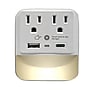 Ciao Tech 2-Outlet Travel Charger Surge Protector Wall Tap with 2-USB Ports & LED Night-Light, 300-Joules, White (CPATU00-066)~#|#~B846DC35-2183-4F0B-9F3F635AC9EE1FF6_sc7