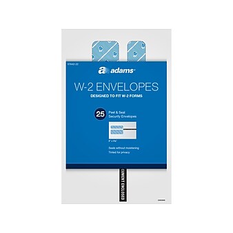 Adams 2022 W-2 Peel & Seal Tax Form Envelope, White, 25/Pack (STAX2-22)