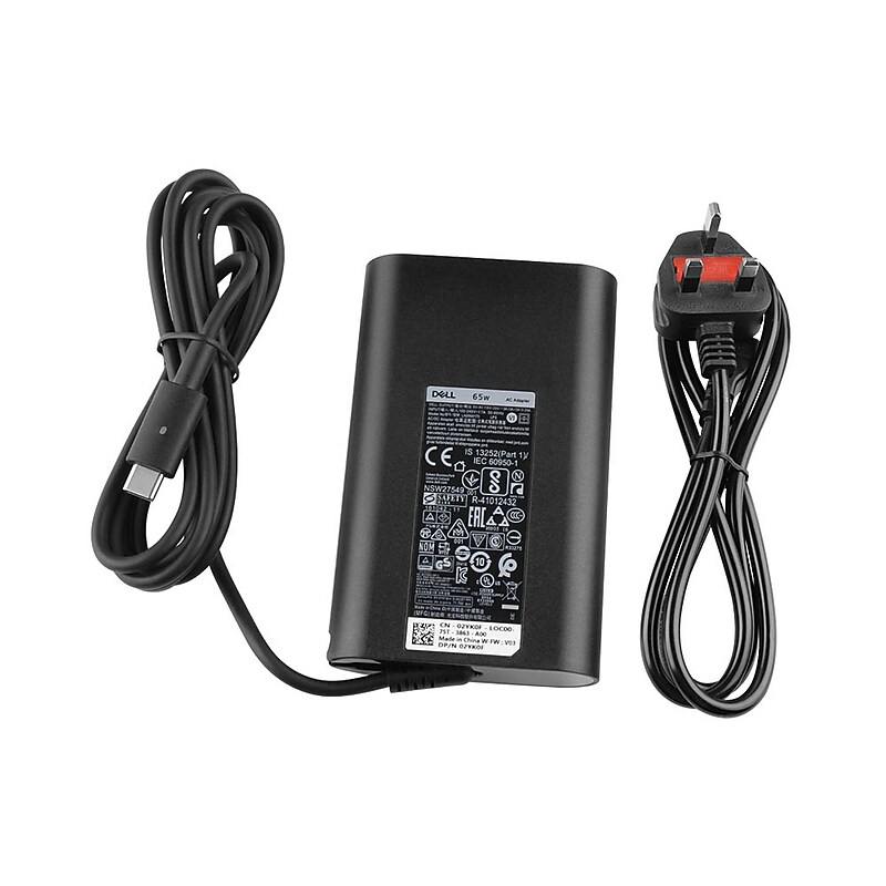Dell 65W USB-C Laptop AC Adapter for Dell Laptop, Black (VFHDX) image 1