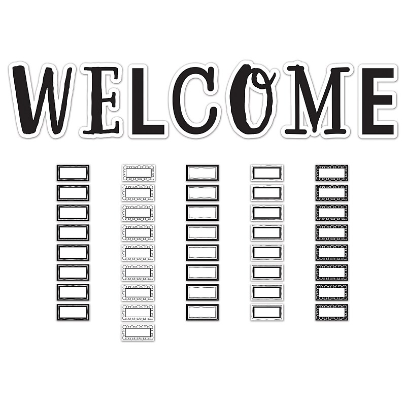 Teacher Created Resources Black and White Welcome Bulletin Board Set, 49/Set (TCR6805) image 1