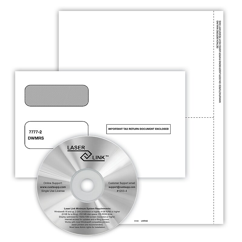 ComplyRight 2024 1099-MISC Recipient Copy Only Tax Form, Envelopes and LaserLink Software, 3-Part, 2-Up, White, 50/Pack (6112ES) image 1